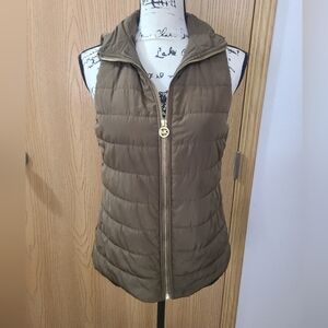 Michael Kors Olive Green Zip Up Puffer Vest